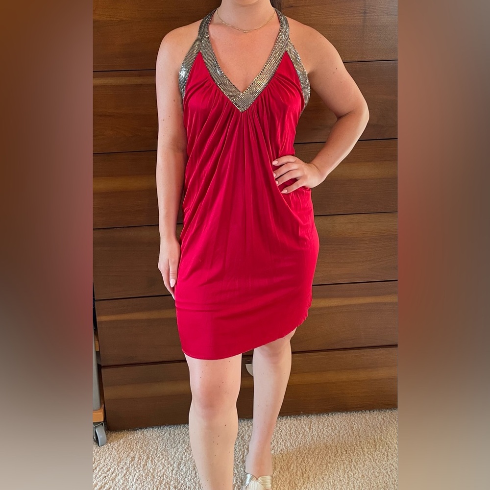 Woman’s red dress
